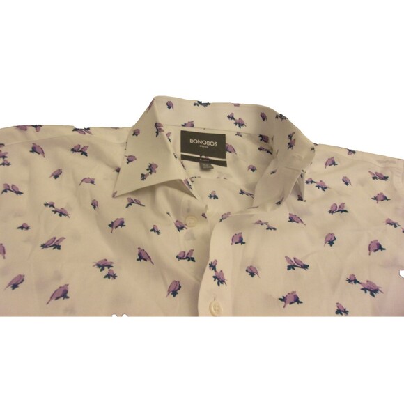 Bonobos Purple Dove Bird Long Sleeve Shirt Sz 15.5-32 Cotton Spandex Slim Fit - Picture 4 of 7
